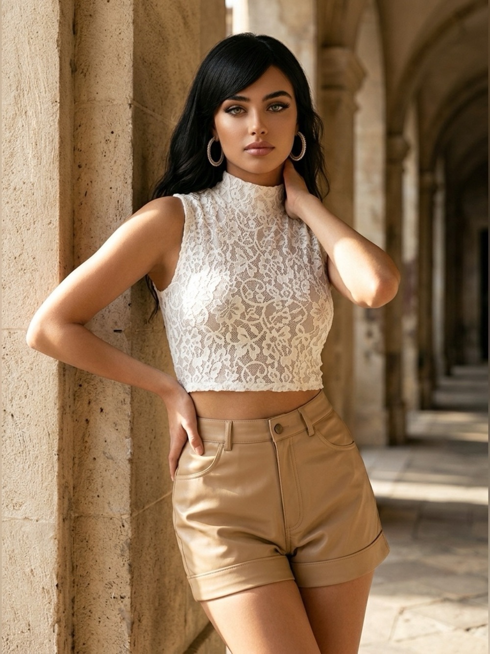 NWT Line & Dot Women’s Roux White Lace Mock Neck Sleeveless Top Blouse- Size XS